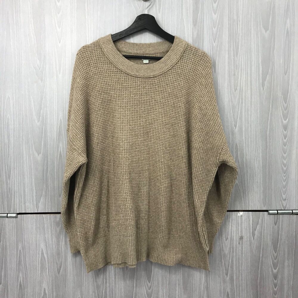 Aerie Thermal‎ Waffle Weave Woman's Pullover Oversized Shirt Brown Size: Small